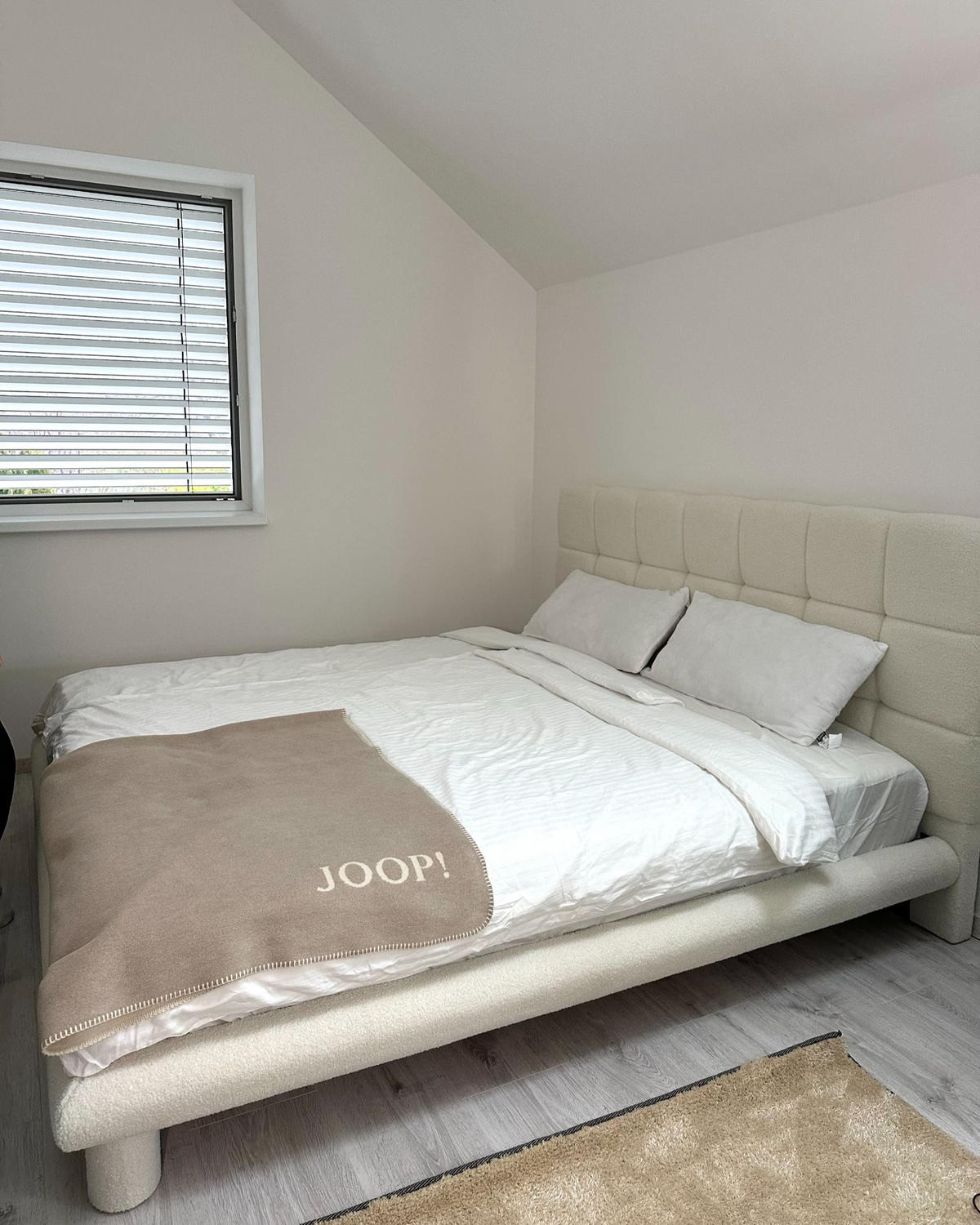 BETT mit Lattenrost 180/200 cm Cremeweiß Cressat - Weiß, Textil (180/200cm) - Beliani