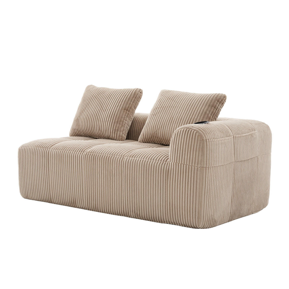 2-SITZER 158/93/61 cm Khaki aus Cordstoff mit Seitenfächern und Becherhaltern - Sandfarben, Textil (93/61/158cm) - OKMYHOME