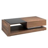 COUCHTISCH Rechteckiger Schwarz und Walnussglas 130/70/36 cm - Edelstahlfarben/Walnussfarben, Glas/Holz (70/130/36cm) - ANGEL CERDA