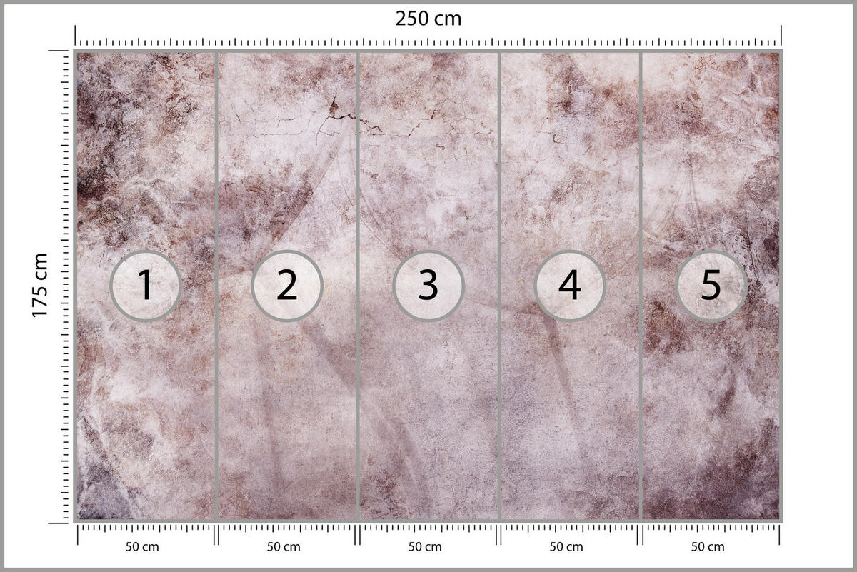 FOTOTAPETE Löwenzahnsamen Beton Retro Abstraktion 250x175 - Violett/Rosa, Papier (250/175cm) - Muralo