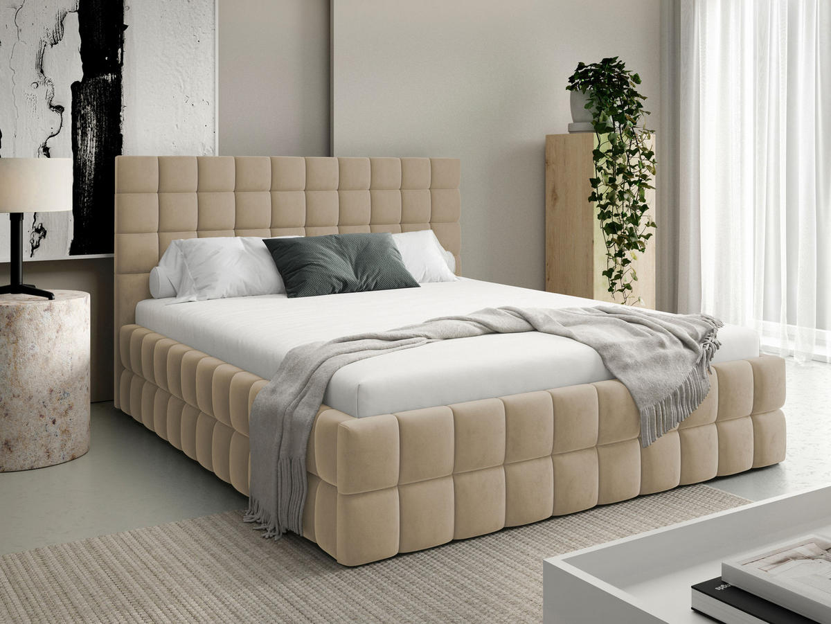 POLSTERBETT Ardea - Hellbraun, Holz/Textil (180/200cm) - MIRJAN24