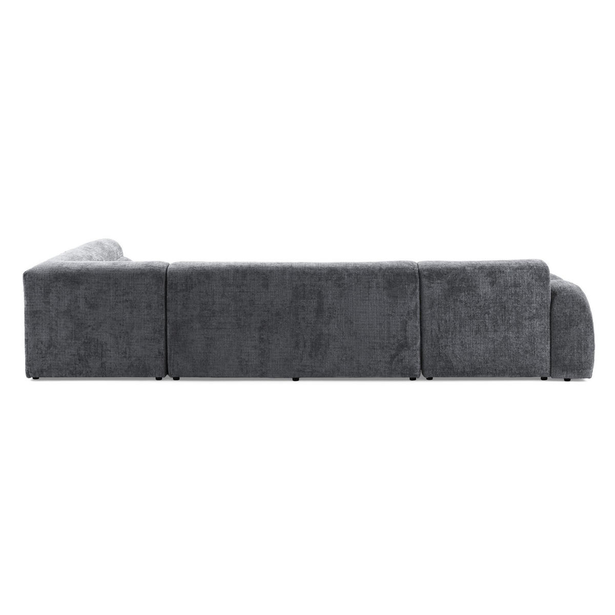 6-SITZER modulares Wohnlandschaft U XXL VEER SET 3 Rechts, 368 x 200 cm, Chenille Webstoff Dunkelgrau - Dunkelgrau/Schwarz, Holz/Kunststoff (200/75/368cm) - Muffo
