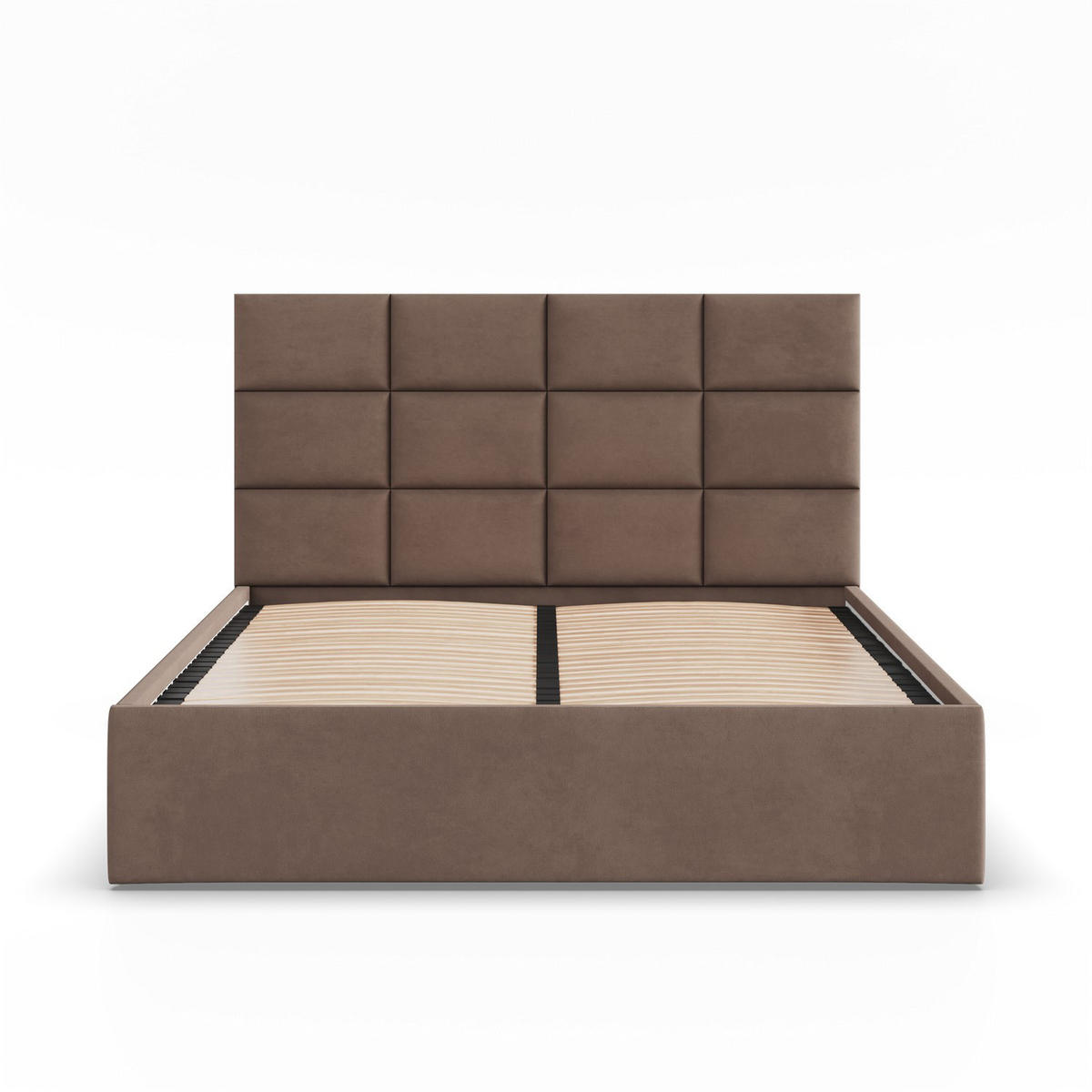 POLSTERBETT MIT KOPFTEIL 180x200 ohne Bettkasten YORK, Braun - Braun, Textil (180/200cm) - Mebligo