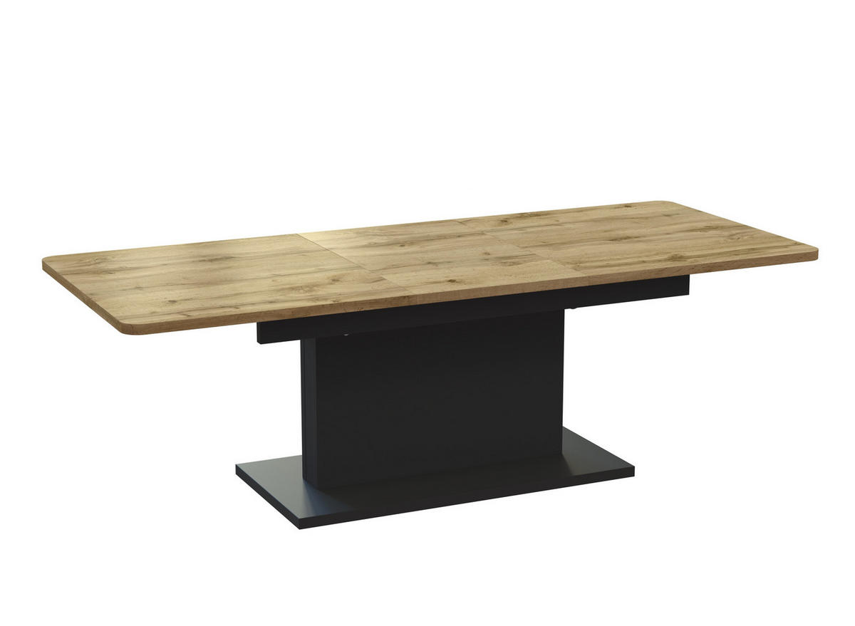 COUCHTISCH rechteckig Eiche Wotan - Schwarz matt 126/70/58 cm - Eiche Wotan/Schwarz, Holzwerkstoff (70/126/58cm) - designimpex