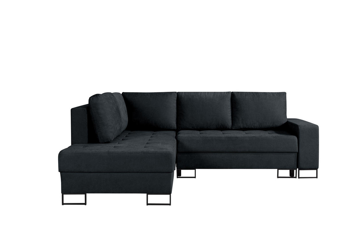 ECKSOFA mit Schlaffunktion Links Schwarz Chenille - 245x200 cm - Trevi - Schwarz, Holz/Holzwerkstoff (245/200cm) - Ravio
