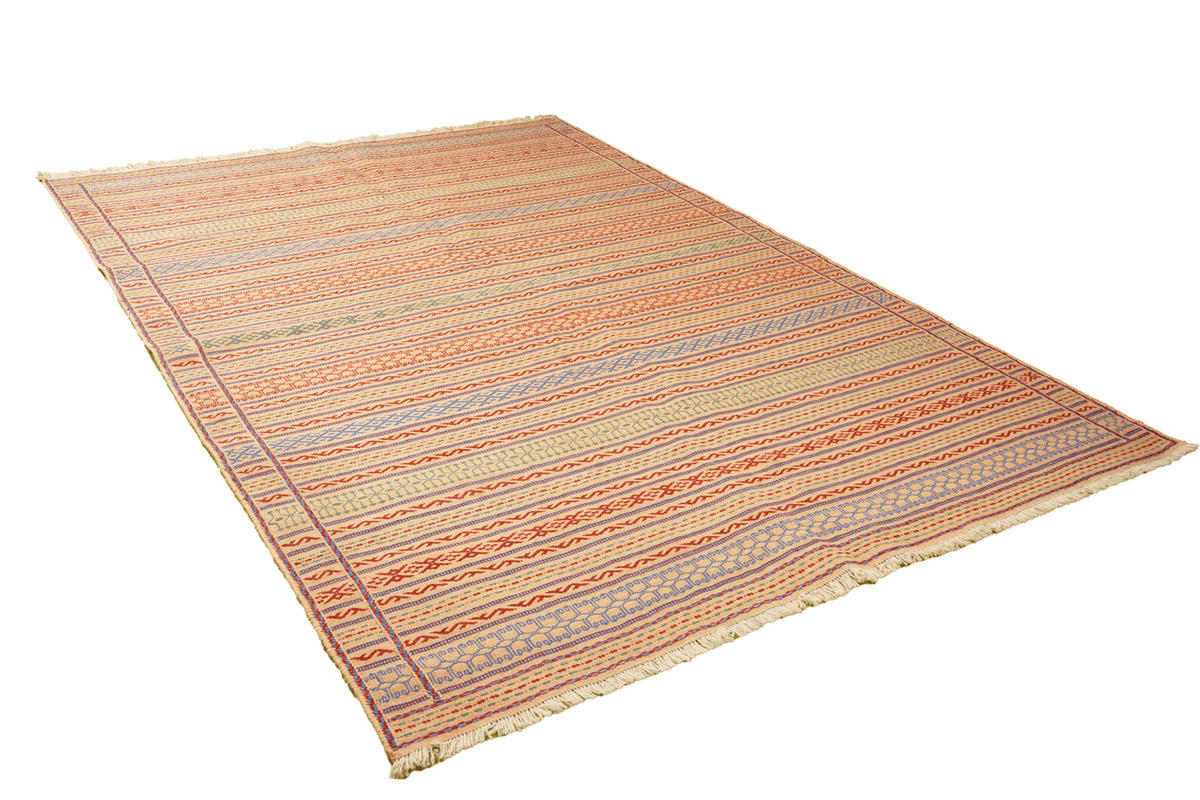 HANDWEBTEPPICH Kelim Kordi Beige 244/170 cm Schurwolle - Beige, Textil (170/244cm) - Looma