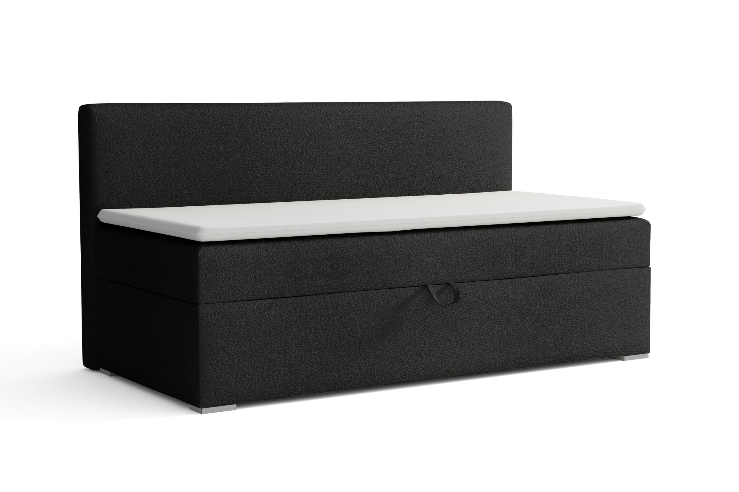 BOXBETT PAOLO 90/200 Boucle Schwarz mit Taschen-Federkernmatratze H4 - Schwarz, Holz/Holzwerkstoff (90/200cm) - Deine Möbel 24