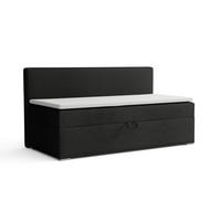 BOXBETT PAOLO 90/200 Boucle Schwarz mit Taschen-Federkernmatratze H4 - Schwarz, Holz/Holzwerkstoff (90/200cm) - Deine Möbel 24