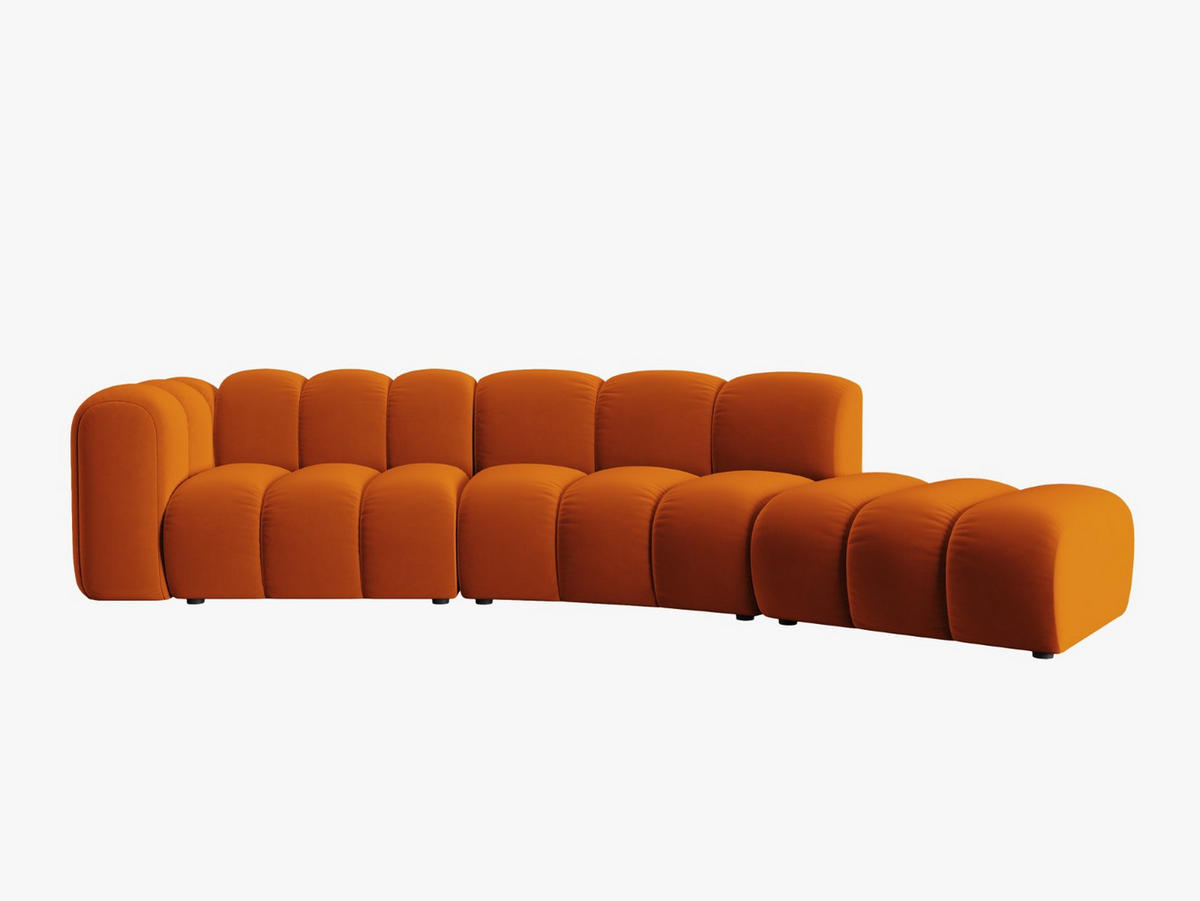 SOFA modular rechts Lupine aus Samt terrakotta 5 Sitzplätze - Terra cotta, Textil (166/70/335cm) - Micadoni