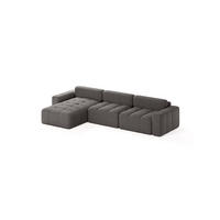 ECKSOFA Bouclé-Stoff 8 Sitzer Bornum So, Grau - Grau, Textil (346/170cm) - Meblito