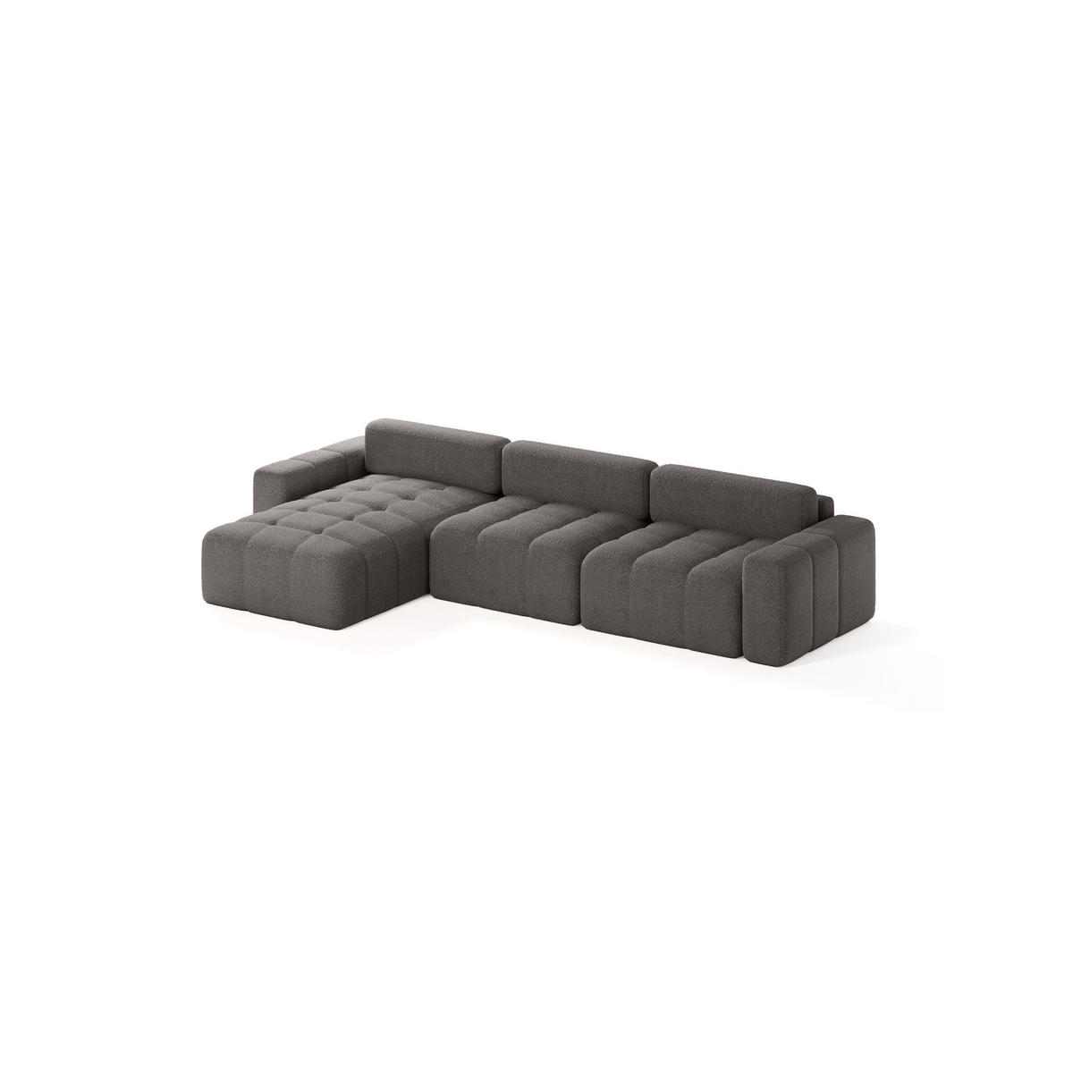 ECKSOFA Bouclé-Stoff 8 Sitzer Bornum So, Grau - Grau, Textil (346/170cm) - Meblito