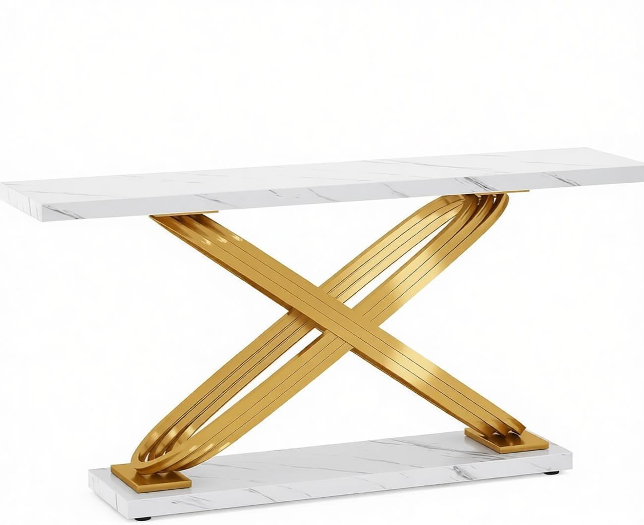 KONSOLENTISCH Weiß-Gold 140/35/80 cm - Goldfarben, Metall (35/140/80cm) - PANGIVO