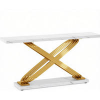 KONSOLENTISCH Weiß-Gold 140/35/80 cm - Goldfarben, Metall (35/140/80cm) - PANGIVO