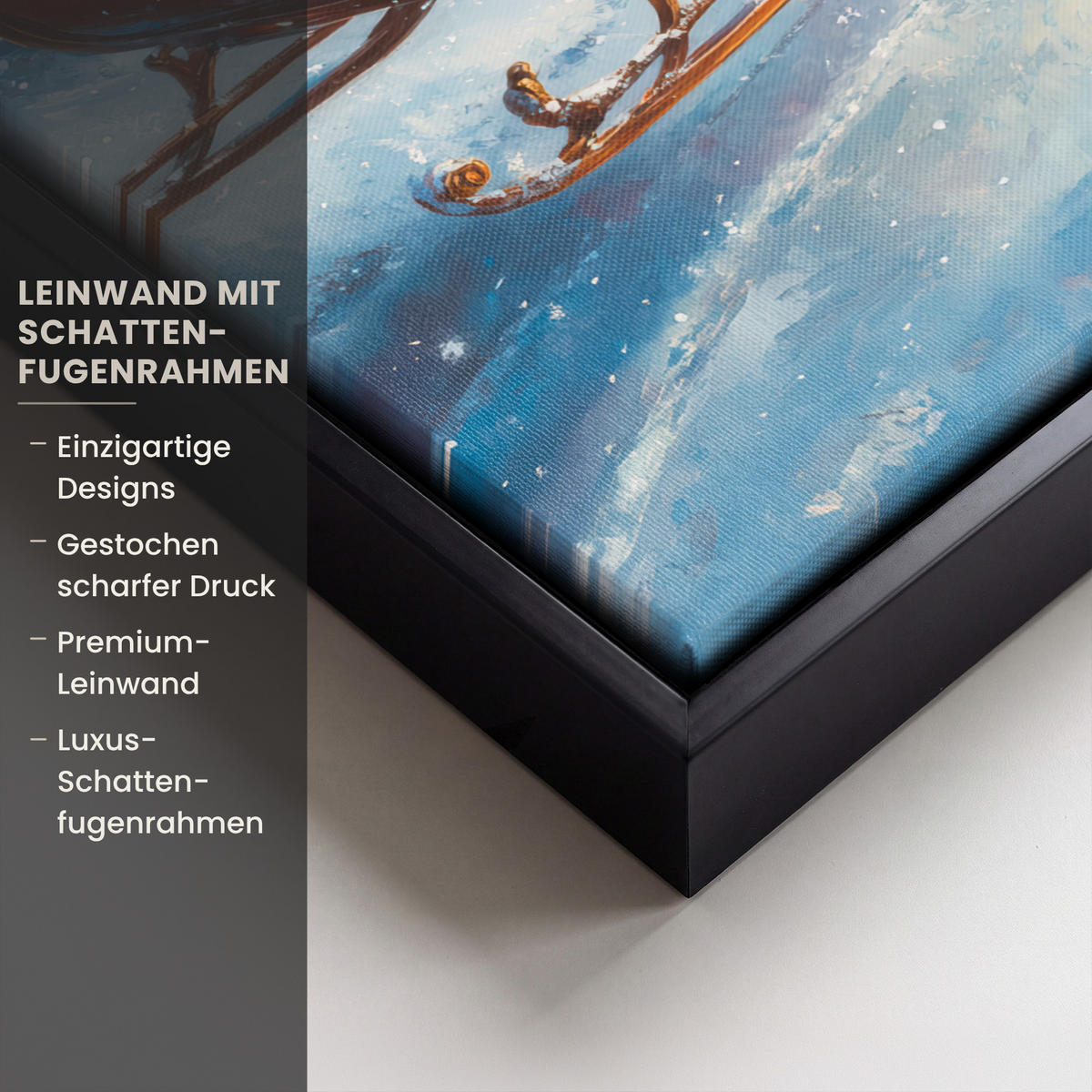 LEINWAND Bilder mit Rahmen - Weihnachtsmann - Rentier - Weihnachten - Schnee - 30x40 - Cognac, Textil (30/40cm) - MuchoWow