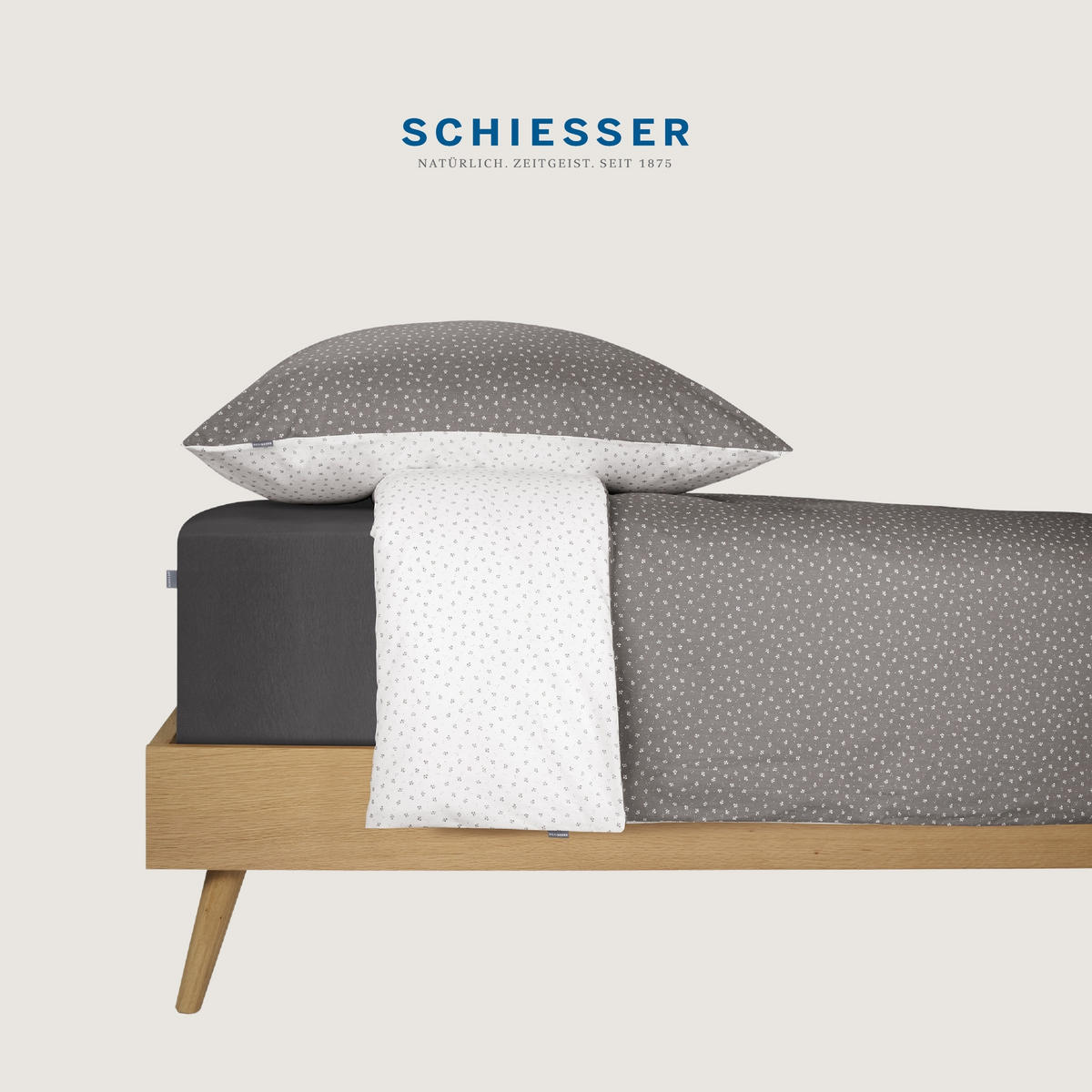 BETTWÄSCHESET Millie - Renforcé - 2-teilig - 155 x 220 cm - Grau - Grau, Textil (155/220cm) - SCHIESSER