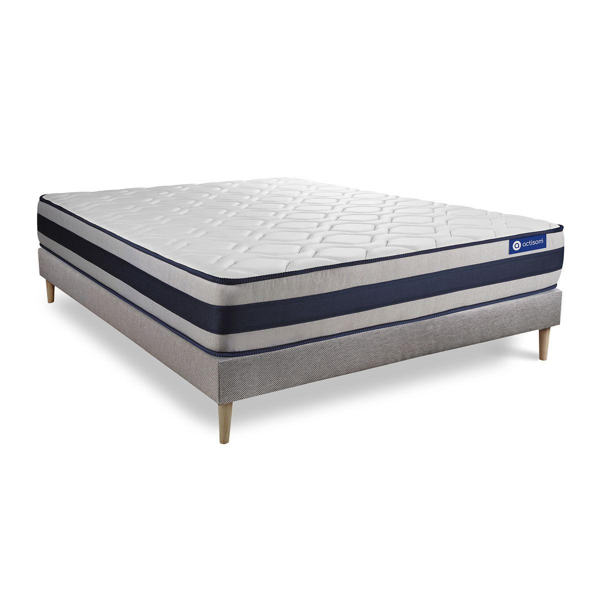 BETT Actimemo ergo Memory-Schaum 180 x 220 cm h3 - Kit Bettgestell Grau - Beige/Grau, Karton/Holz (180/220cm) - ACTISOM