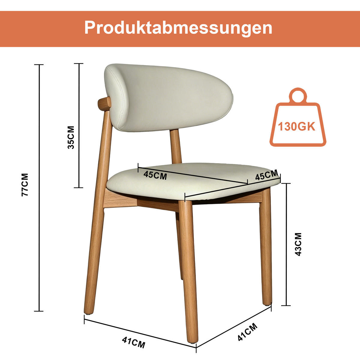 STUHL-SET DE-36244 2 Stück mit Holzbeinen Natur - Naturfarben, Holz (57/45/78cm) - ComfortXL