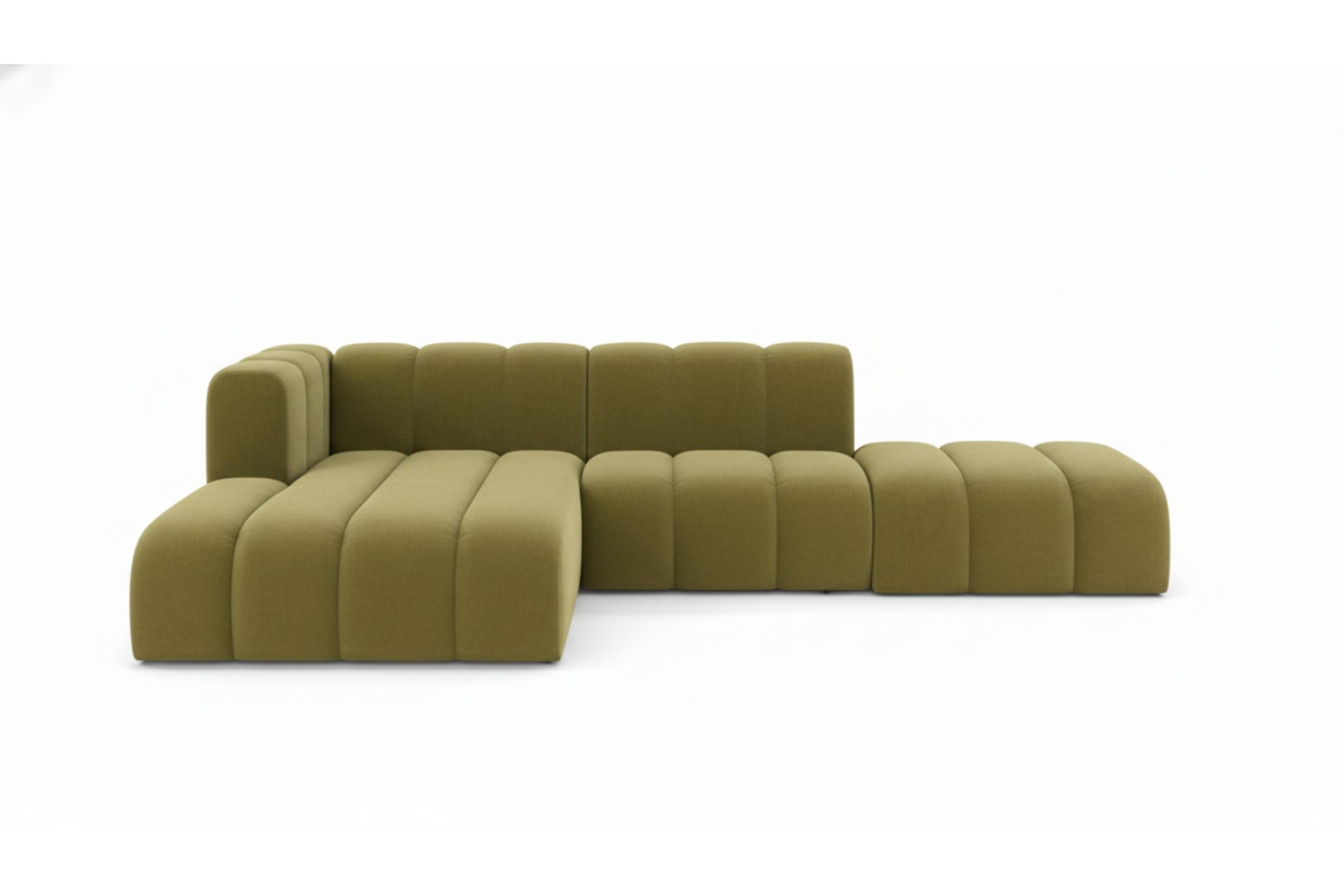 ECKSOFA L-form mit Hocker, Grand Mini, Stoff Salvador, Olive, Links - Olivgrün, Holz (295/179cm) - Kaiser Möbel
