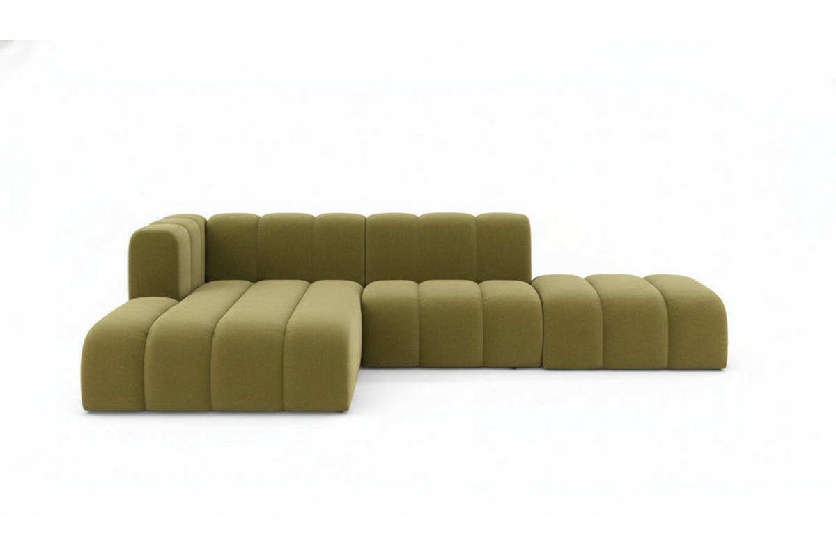 ECKSOFA L-form mit Hocker, Grand Mini, Stoff Salvador, Olive, Links - Olivgrün, Holz (295/179cm) - Kaiser Möbel