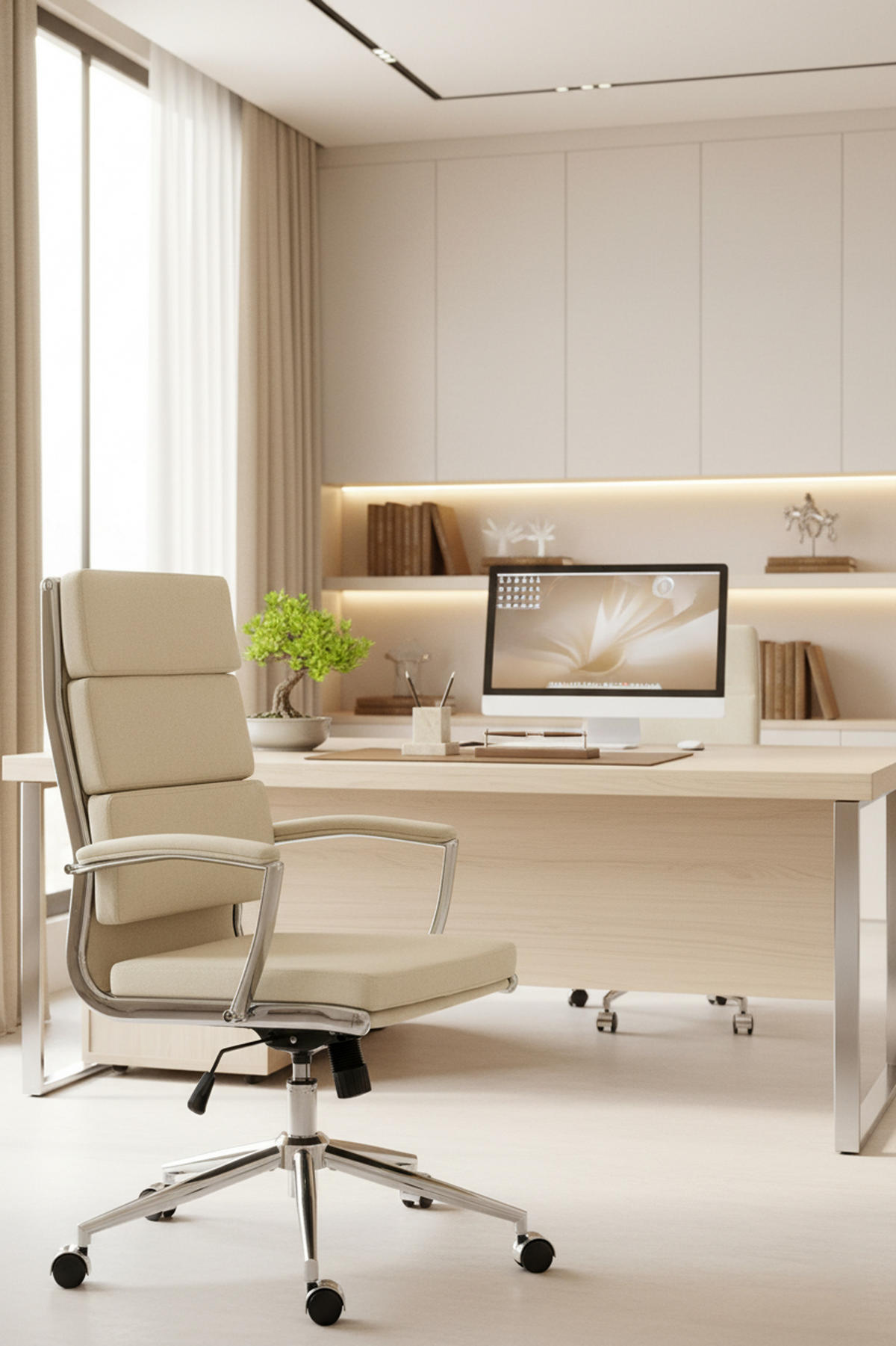 BÜROSTUHL Cyron Stoff creme - Chromfarben/Creme, Textil/Metall (61/115/65cm) - TPFLiving