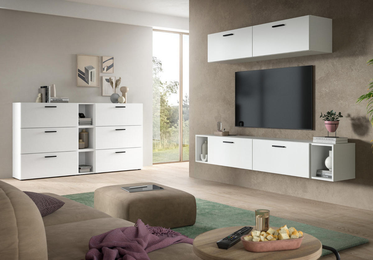 STAURAUMSCHRANK weiß 65 x 178 cm, Mehrzweckschrank mit viel Stauraum - Schwarz/Weiß, Holzwerkstoff/Kunststoff (65/178/34cm) - Inn.Furn