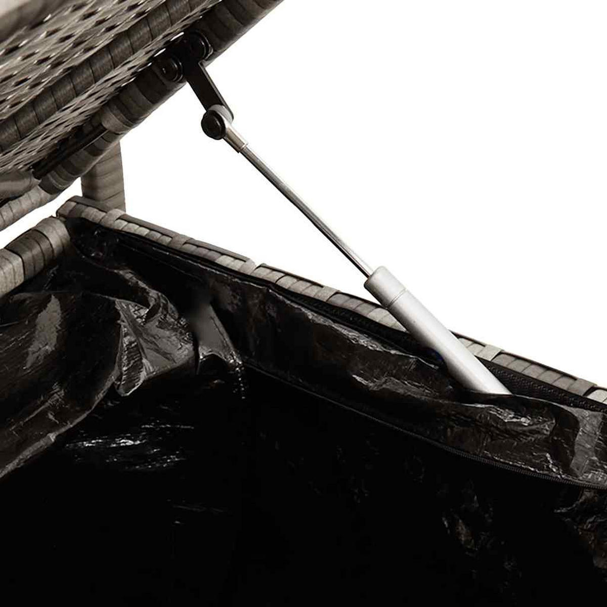 GARTENBANK Mit Stauraum Und Kissen Grau Poly Rattan - Grau, Kunststoff (54/74/111.5cm) - vidaXL