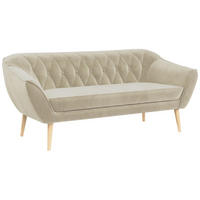 SOFA Pirs 3 Sitzer Velvet Beige - Beige/Braun, Holz/Textil (180/75/74cm) - MKS