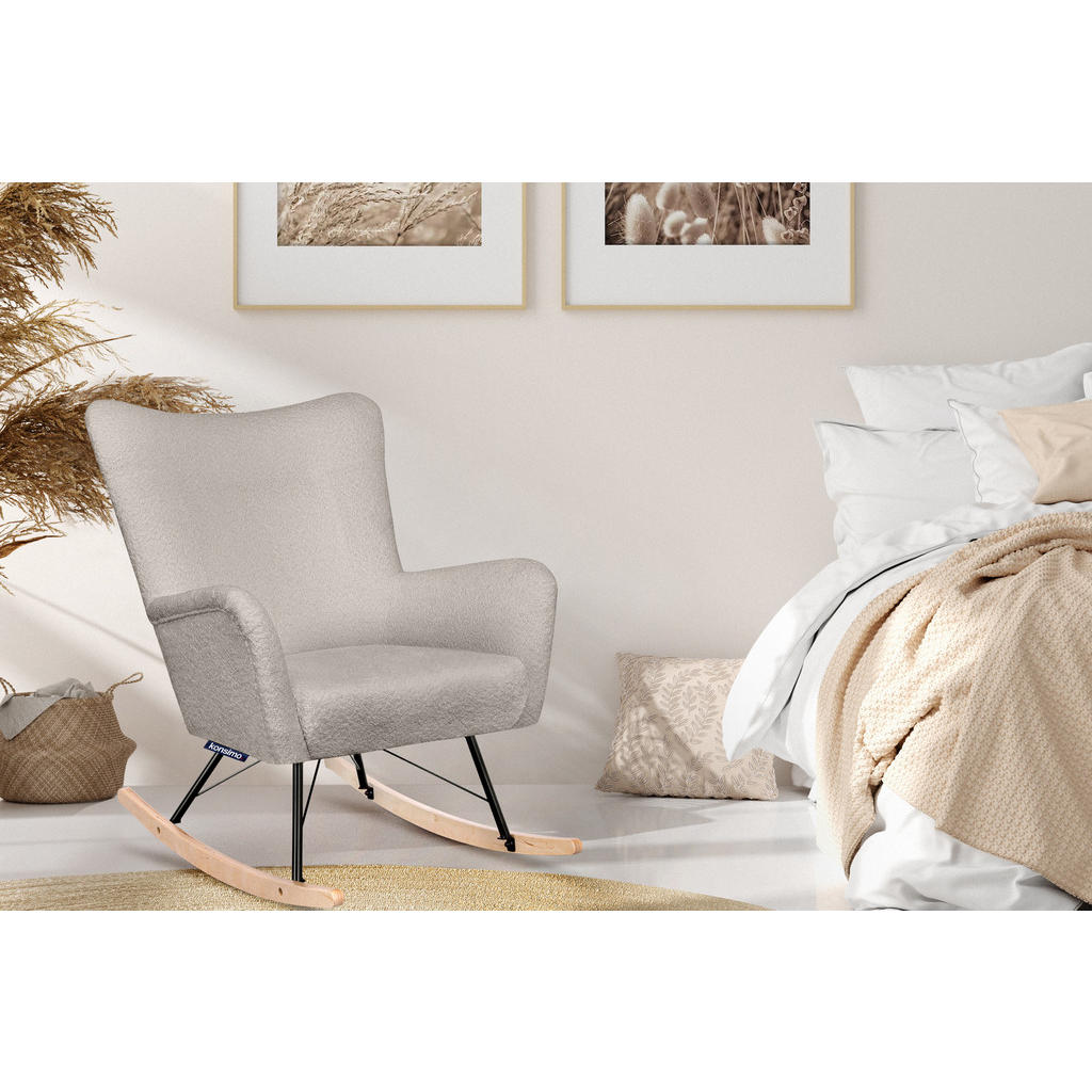 Thumbnail - Konsimo® Schaukelsessel, Beige, Textil, 75x94x112 cm, Hergestellt in Europa, Wohnzimmer, Sessel, Schaukelstühle