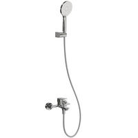 BADEWANNENARMATUR SFS-1278 Chrom, Aufputz-Einhebel aus Messing, Wanneneinlauf, 120-mm-3-Strahl-Handbrause, 150-mm-Stichmaß - Chromfarben, Metall (21/24/6cm) - Everstein