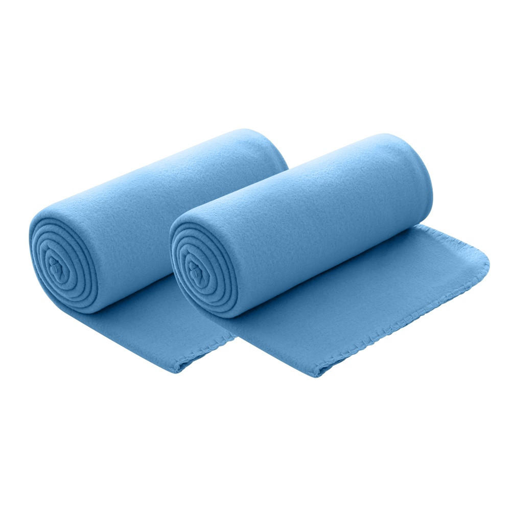 FLEECEDECKE 2er Set blau 130/160 cm Kettelrand Anti-Pilling - Blau, Textil (130/160cm) - wometo