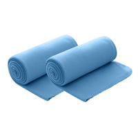 FLEECEDECKE 2er Set blau 130/160 cm Kettelrand Anti-Pilling - Blau, Textil (130/160cm) - wometo
