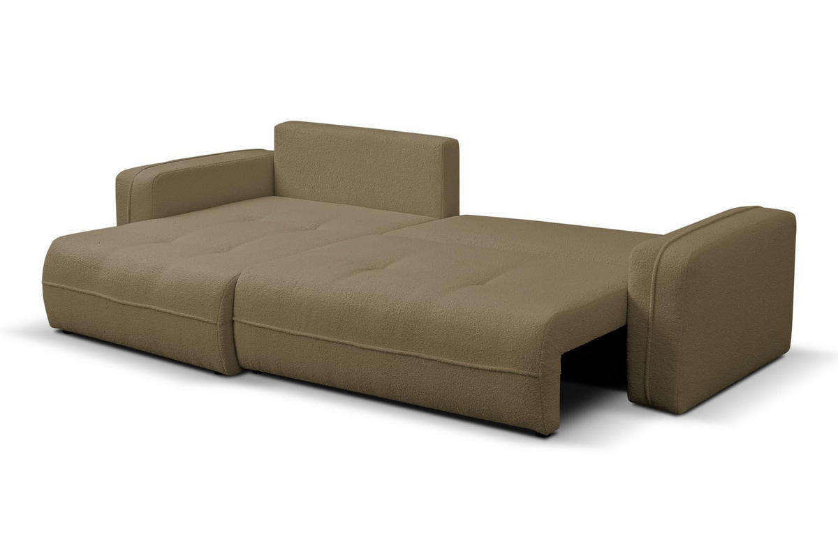ECKSOFA CLOUD mit Schlaffunktion und Bettkasten Boucle Cloud (Braun) - Braun, Textil (276/145cm) - VENASI MÖBEL