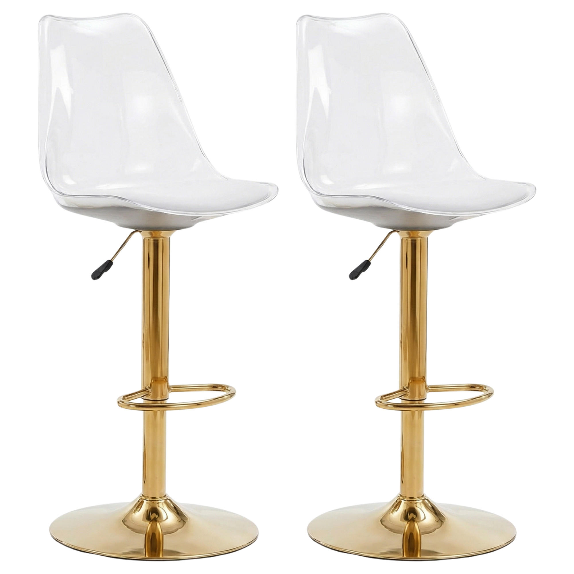 BARHOCKER 2er Set in Transparent & Gold 360° Drehung - Goldfarben, Kunststoff (46/120/53cm) - Urban Meuble
