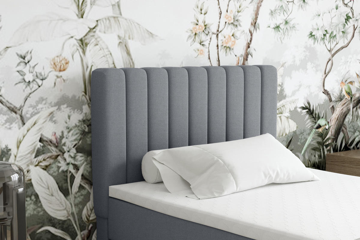 BOXBETT Everest 100 x 200 cm Einzelbett mit hochwertiger Bonell-Matratze und Topper - Dunkelgrau, Holz (100/200cm) - Panda Möbel