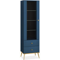 VITRINENSCHRANK ARICIA Soft-Close-Funktion, Marineblau - Blau, Holz (55/190/40cm) - KONSIMO®