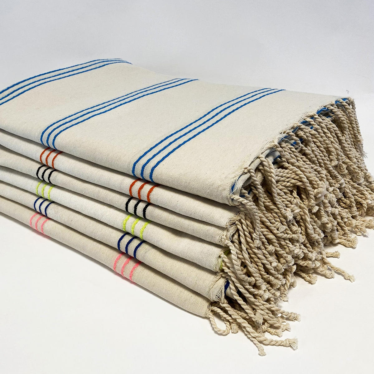 HAMMAMTUCH Traditionelle Calliope 100x200 190g/m² Ecru/Schwarz - Schwarz, Textil (100/200cm) - LE COMPTOIR DE LA PLAGE