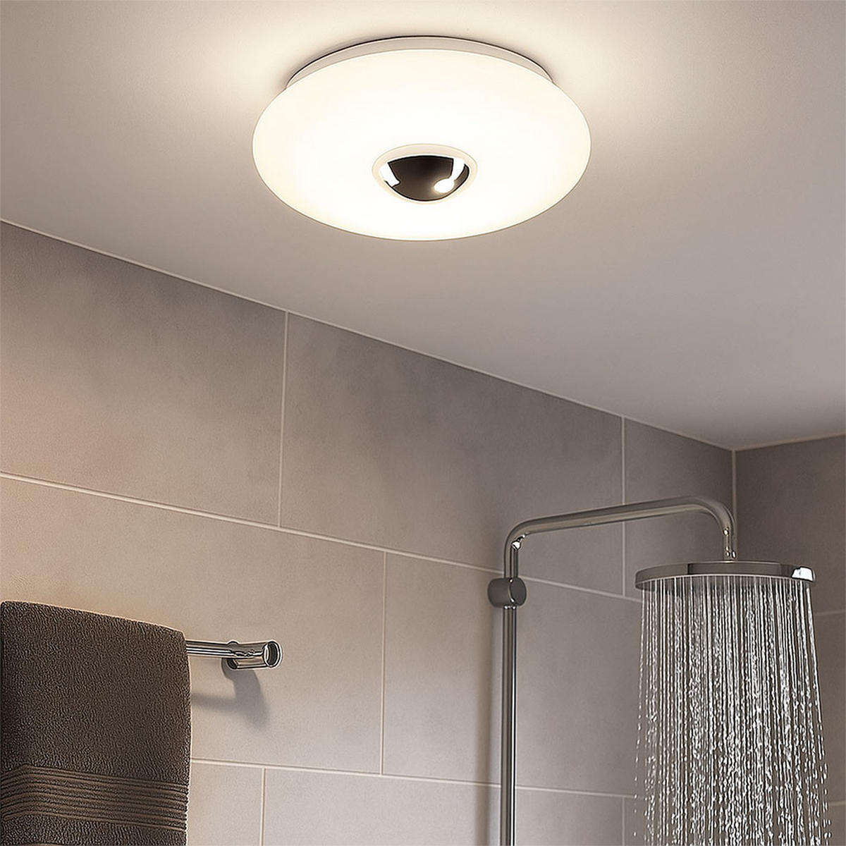 LED DECKENLEUCHTE Chrom Opal - Weiß, Metall (29/29/8cm) - Briloner