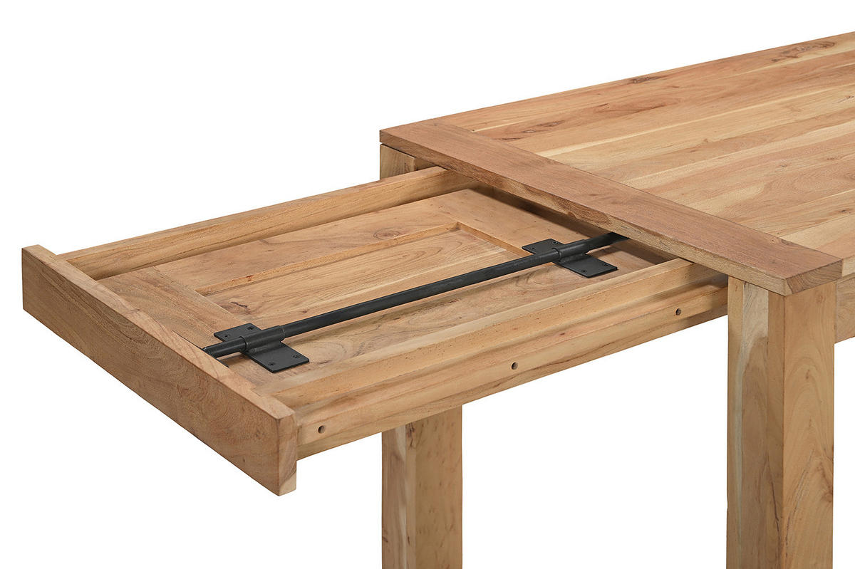 AUSZIEHBARER MASSIVHOLZESSTISCH - Ausziehbar - Akazie - Braun, Holz (80/120/76cm) - home24
