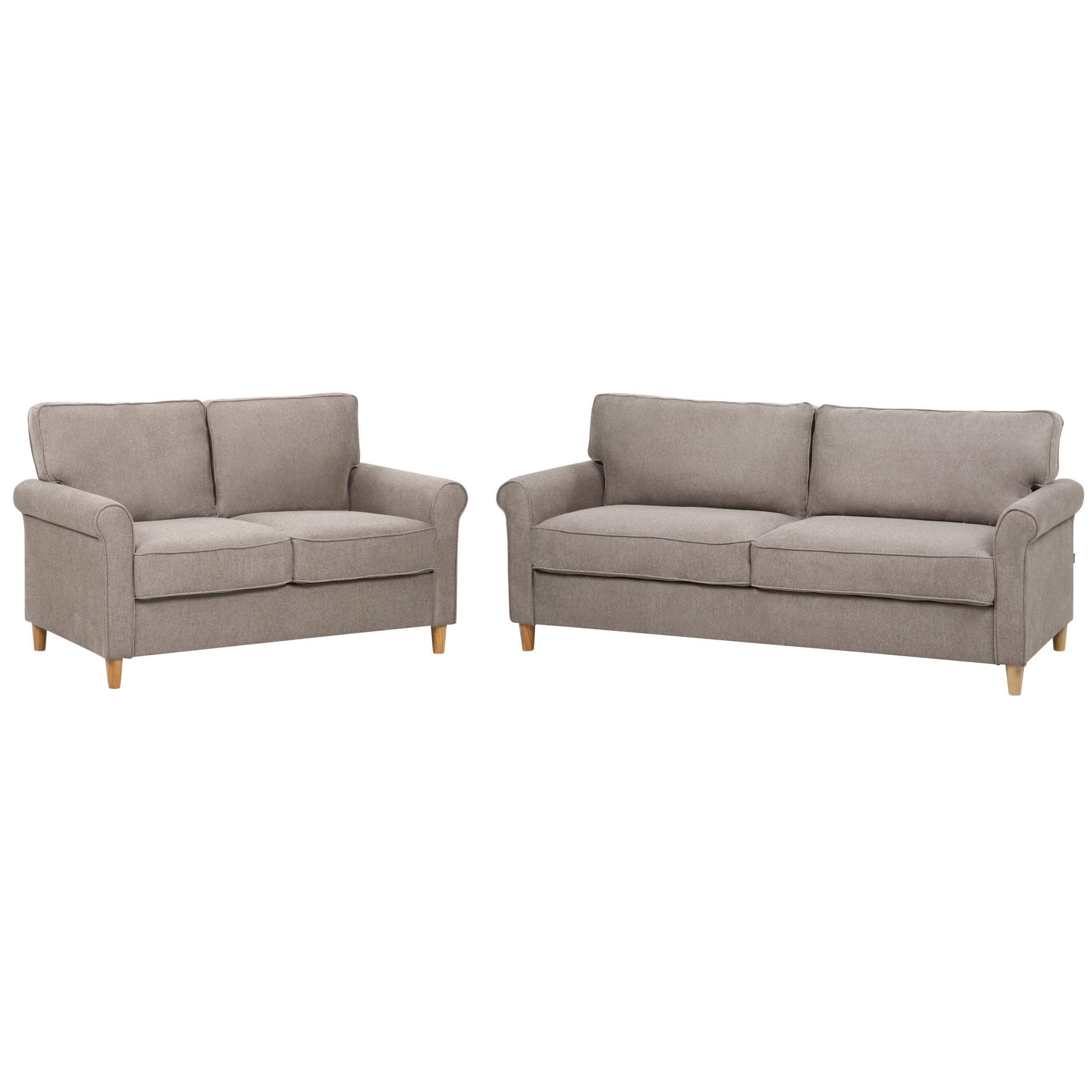 5-SITZER-SOFA SET Stoff hellbraun Ronneby - Hellbraun/Braun, Textil (78/78/190cm) - Beliani