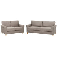 5-SITZER-SOFA SET Stoff hellbraun Ronneby - Hellbraun/Braun, Textil (78/78/190cm) - Beliani