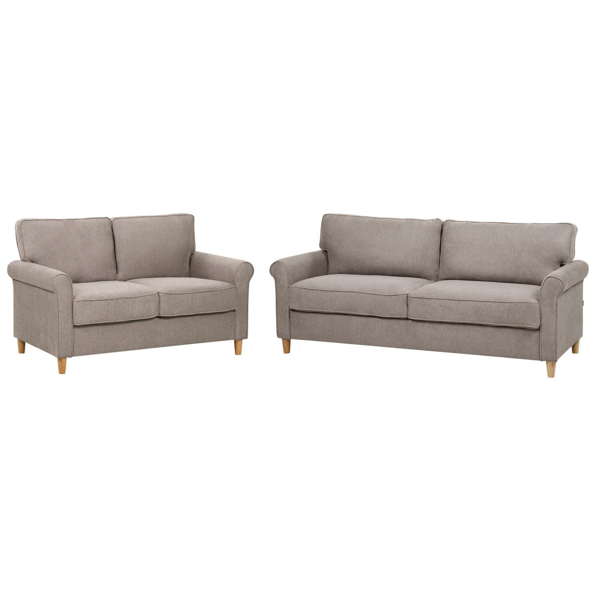 5-SITZER-SOFA SET Stoff hellbraun Ronneby - Hellbraun/Braun, Textil (78/78/190cm) - Beliani