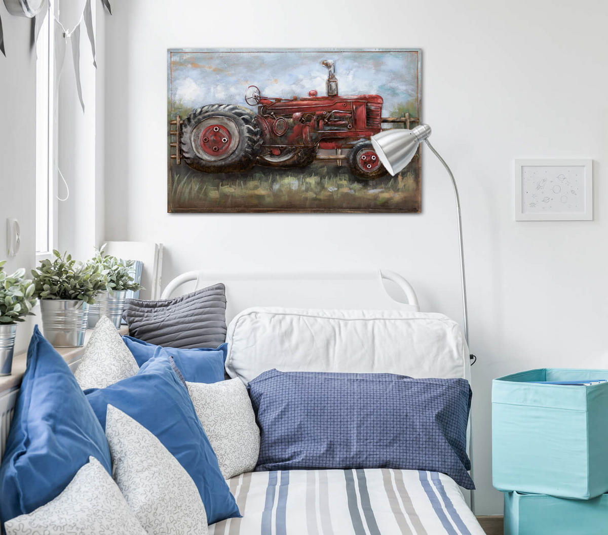 METALLBILD Blau 90/60 cm - Blau/Rot, Metall (3.01/60cm) - KUNSTLOFT