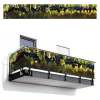 BALKON-SICHTSCHUTZ Trauben - Wein - Natur - Grün - Weinrot, Kunststoff (500/75cm) - MuchoWow