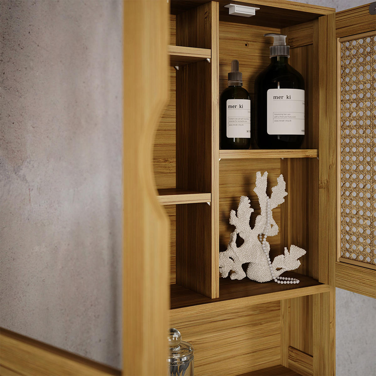 BADSPIEGELSCHRANK Liora Bambus 56 x 58 cm mit Spiegel - Grün, Holzwerkstoff (56/58/13cm) - Vicco