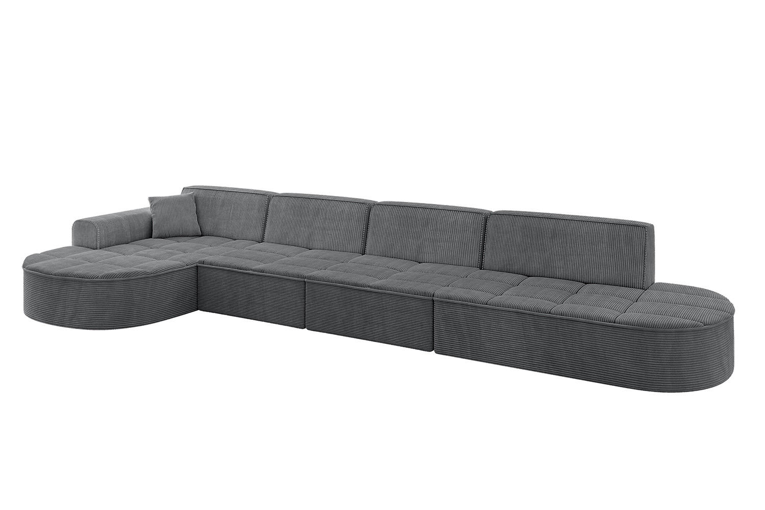 ECKSOFA Ottomane Links TARO-L3 - 413x171x79,5 cm Dunkelgrau - Dunkelgrau, Holzwerkstoff/Textil (413/171cm) - ALTDECOR