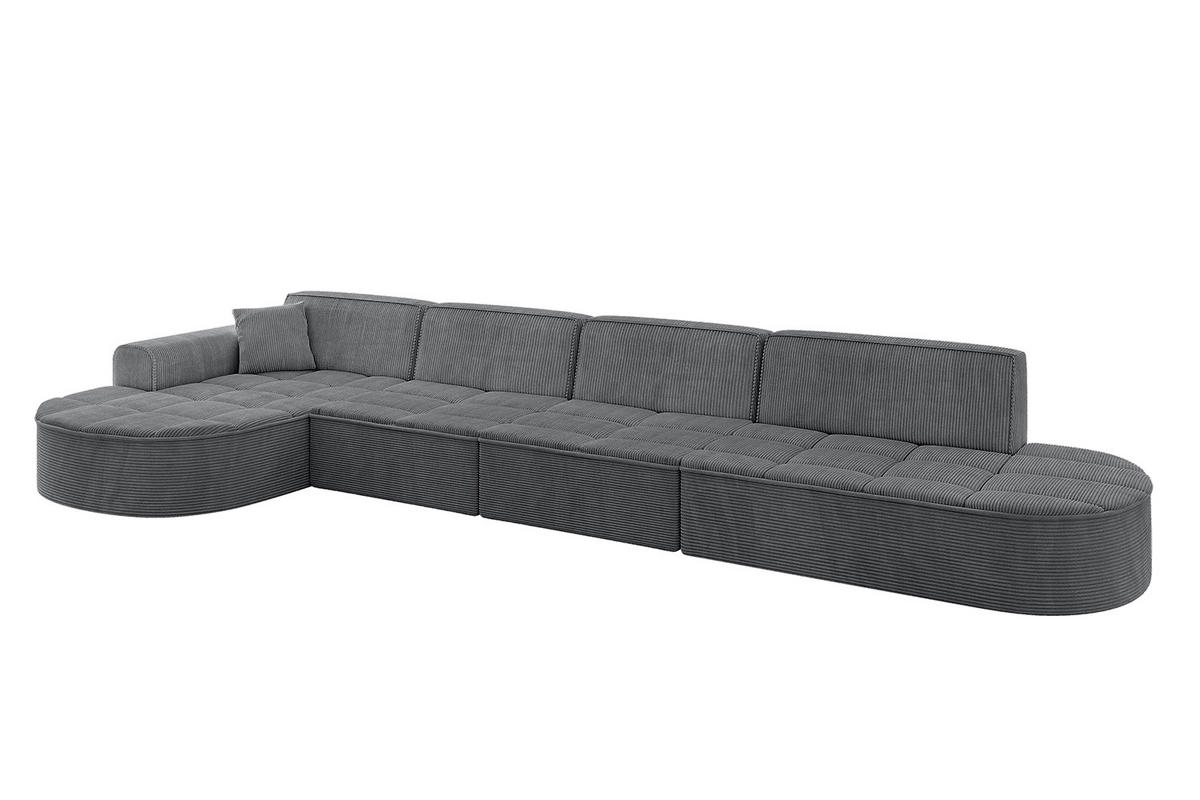 ECKSOFA Ottomane Links TARO-L3 - 413x171x79,5 cm Dunkelgrau - Dunkelgrau, Holzwerkstoff/Textil (413/171cm) - ALTDECOR