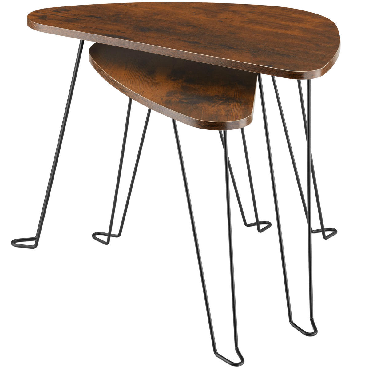 BEISTELLTISCHE 2er Set Richmond,stapelbar,Industrial Holz dunkel, rustikal - Rostfarben, Holzwerkstoff (60/38/48cm) - tectake