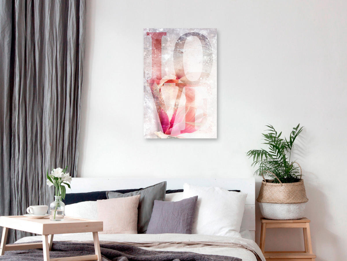 KUNSTDRUCK Grau 60/90 cm - Pink/Grau, Textil (60/90cm) - KUNSTLOFT