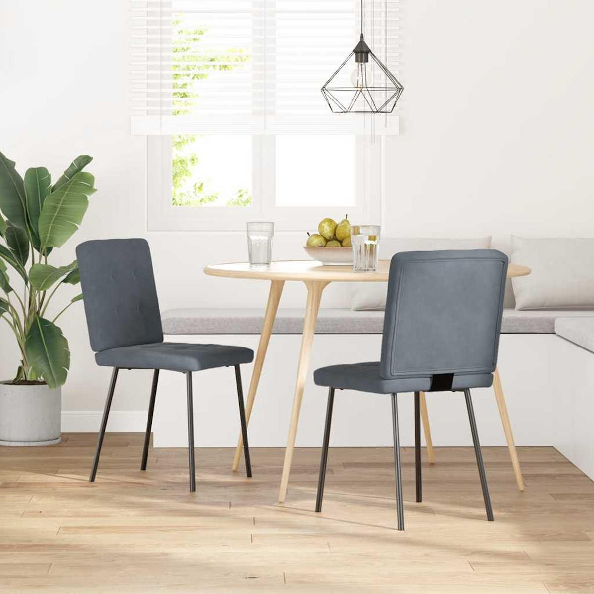 ESSZIMMERSTÜHLE 2 Stk. Dunkelgrau Samt 45*54*83cm - Dunkelgrau, Metall (45/83/54cm) - ZMH