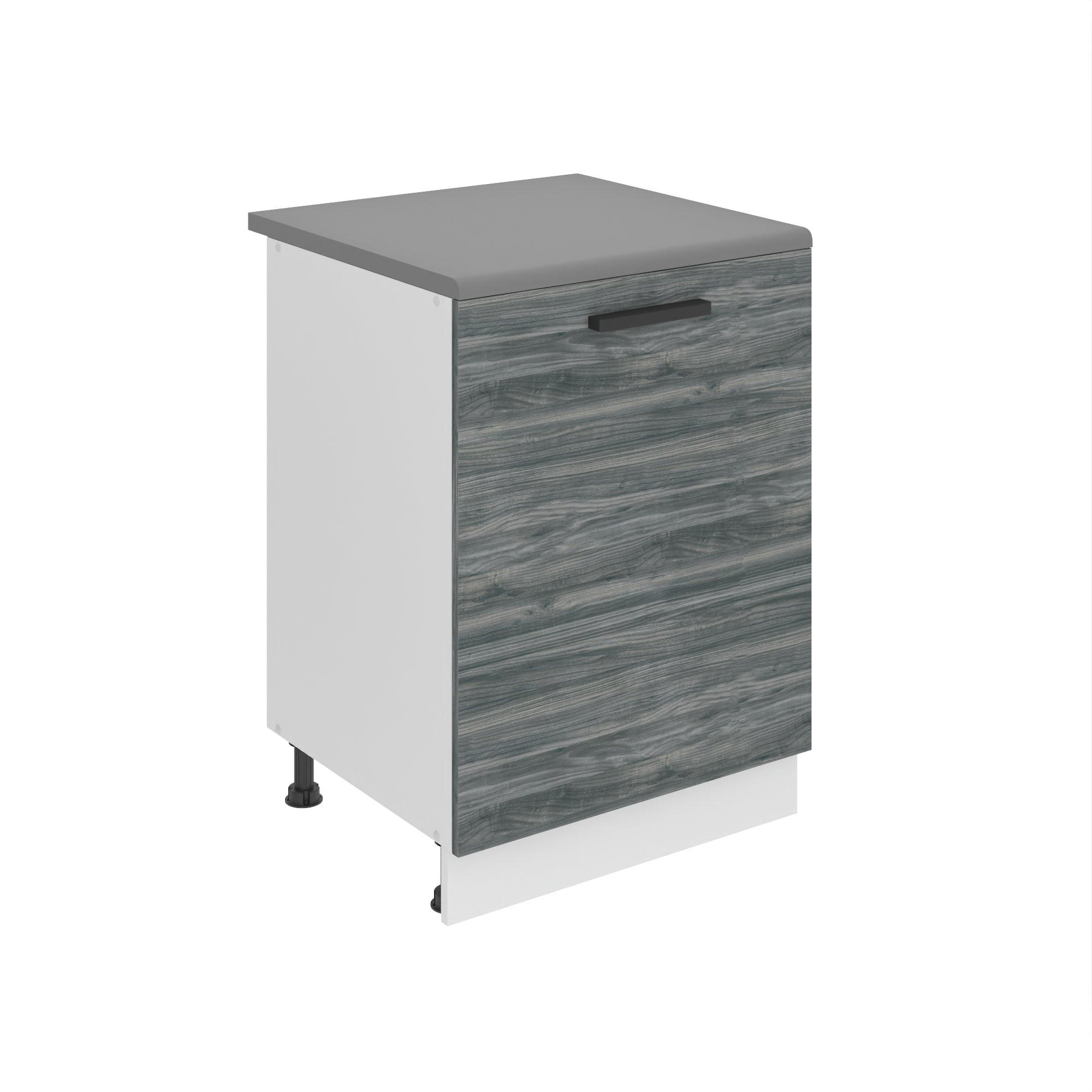 KÜCHENUNTERSCHRANK 60 cm SD, mit Arbeitsplatte, mit 1 Tür, Glamour Wood - Hellgrau, Holz (60/85/51.6cm) - B BELINI GROUP